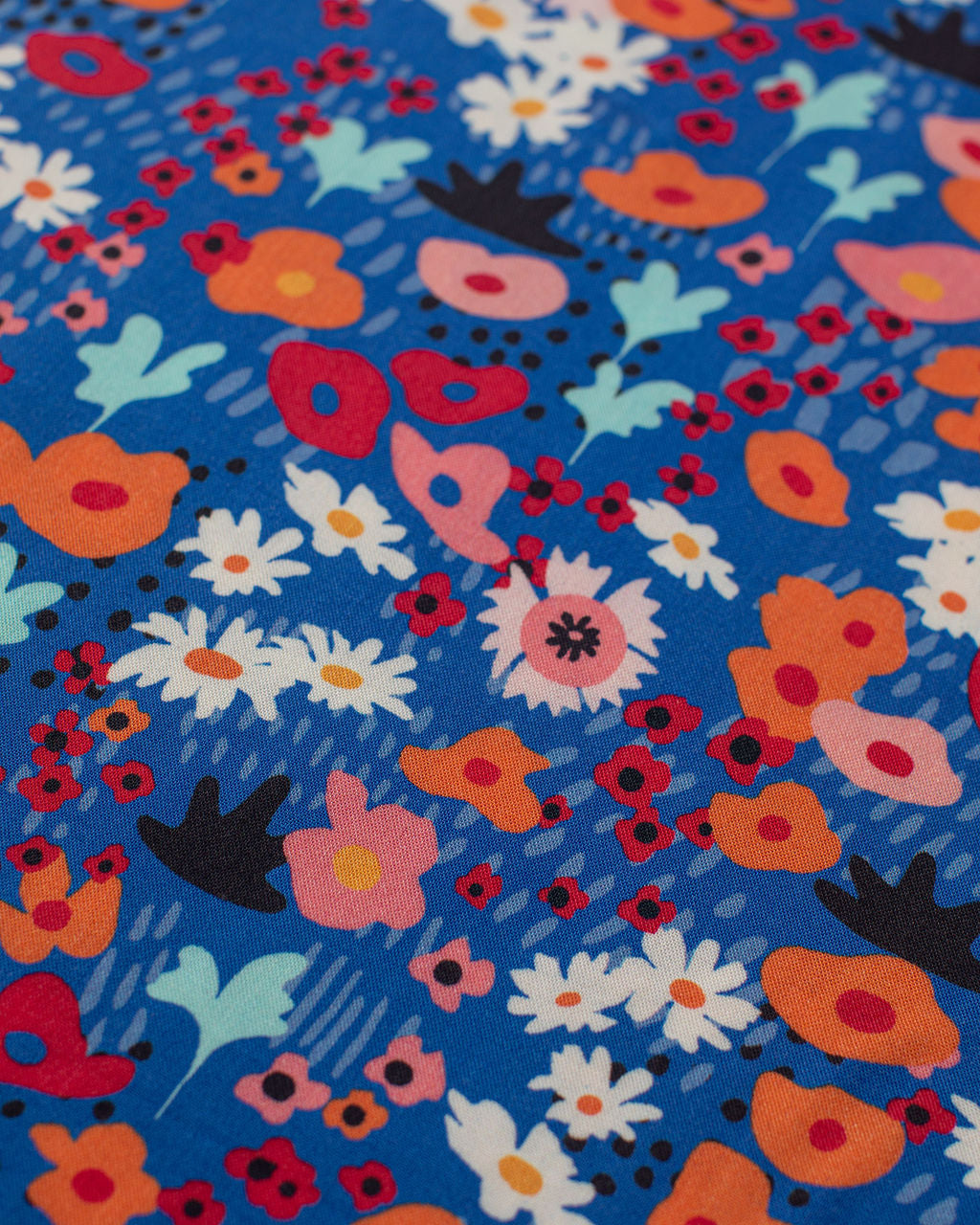Royal Blue & Orange Floral Rayon