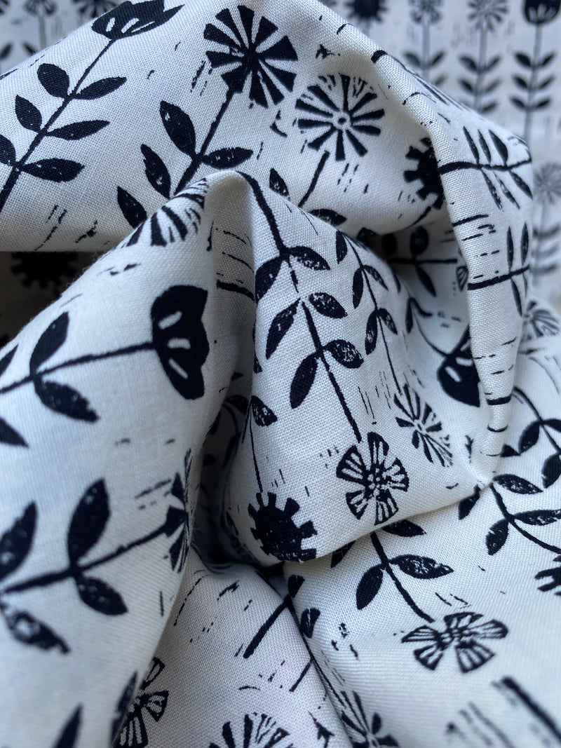 Black and White Floral Cotton