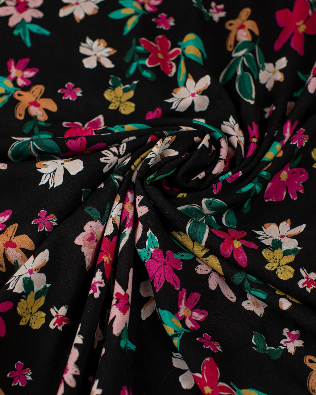 Pink Floral Rayon Challis Lawn