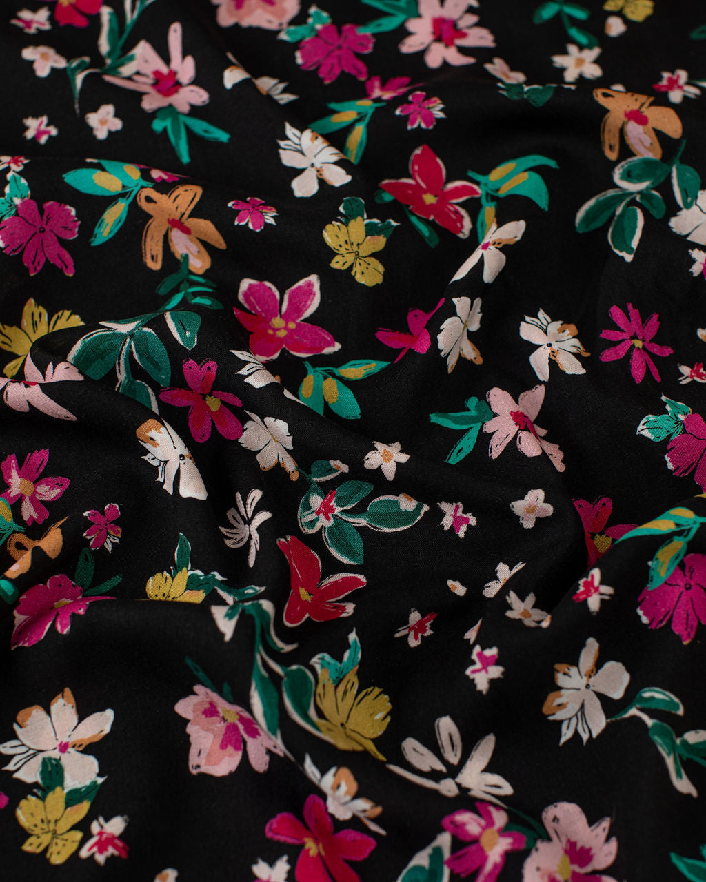 Pink Floral Rayon Challis Lawn